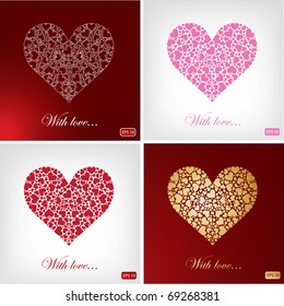 Set of abstract valentine hearts