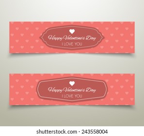 Set of abstract Valentines Day banners with heart pattern background. Vector illustration eps 10