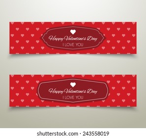Set of abstract Valentines Day banners with heart pattern background. Vector illustration eps 10