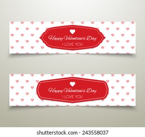 Set of abstract Valentines Day banners with heart pattern background. Vector illustration eps 10