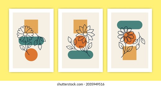 Resumen de ilustraciones de afiches de varias flores