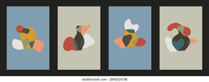 Conjunto de jarrón abstracto moderno afiches vectoriales