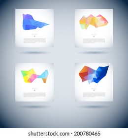 set of abstract vector background with three item pattern for design line water group colourful abstract background scene pile colorful digital glass ripple cloud modern business blue wave clouds gree