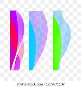 Set abstract vector background, transparent waved lines for brochure, website, flyer design. Wavy background, wave. Transparent curve. Vector illustration