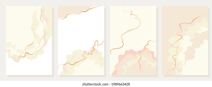 set of abstract vector backgrounds. beige trendy splashes and lines