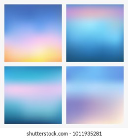 Set of abstract vector backgrounds blue, pink, purple and orange.