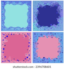Set of abstract vector backgrounds in blue and pink colors