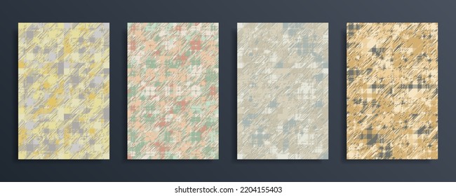 Set abstract vector backgrounds. Grunge texture seamless patterns. Vector template.