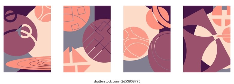 Satz abstrakter Vektorhintergründe. Handgezeichnete geometrische Formen. Perfekt für Banner, Postkarten, Poster, Flyer.