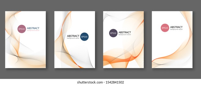Set of abstract vector backgrounds with line waves.Vector illustration.