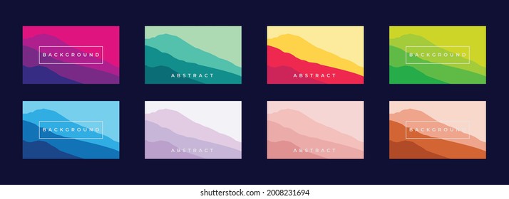 Set of abstract vector backgrounds with mountain silhouettes. modern background design with trendy and vivid vibrant color. Vector illustration