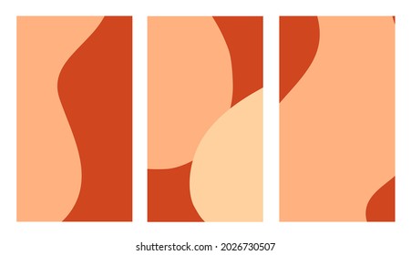 Conjunto de fondos vectoriales abstractos en tonos naturales. Abstracción con formas geométricas. Perfecto para lo más destacado, historias, tarjetas, medios sociales.