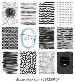 Set of abstract vector backgrounds and scribble textures. Use for posters, art prints, greeting and business cards, banners, labels, book covers and other graphic designs.