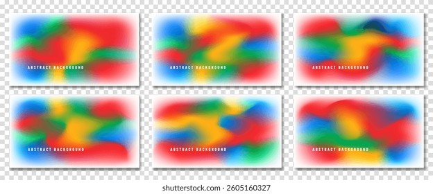 Set of abstract vector backgrounds with smooth, fluid gradients and blurred mesh effects on a transparent background. Ideal for digital projects, web design, posters, and creative layouts