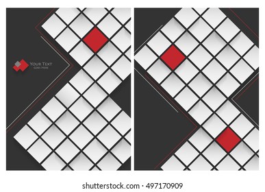 Set of abstract vector backgrounds with squares. Templates for brochures, annual reports. Eps 10 design