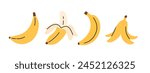Set of abstract vector banana. Simple banana. Tropical fruit collection design for interior, poster, banner. 