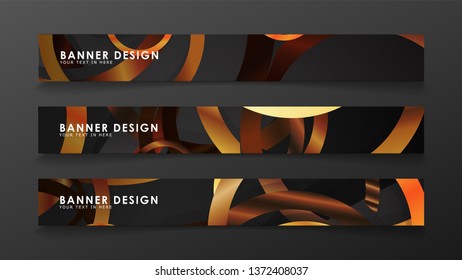 Set abstract vector banner backgrounds with wood color combination circles