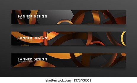 Set abstract vector banner backgrounds with wood color combination circles
