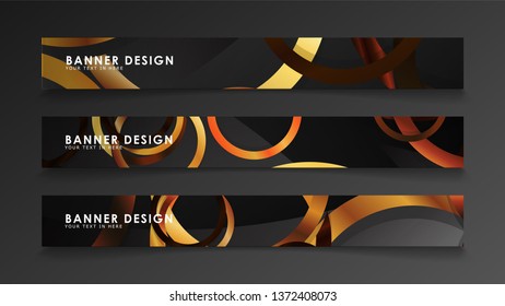 Set abstract vector banner backgrounds with wood color combination circles