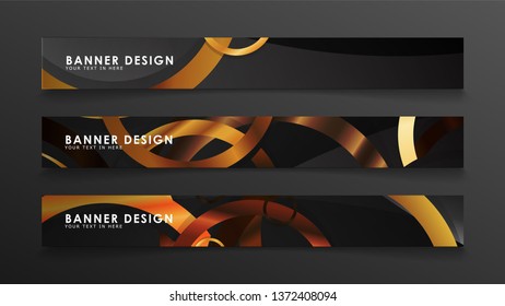 Set abstract vector banner backgrounds with wood color combination circles