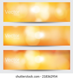 Set of Abstract vector banners  blurred background and bokeh lights