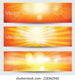 Set of Abstract vector banners with  blurred background and bokeh lights