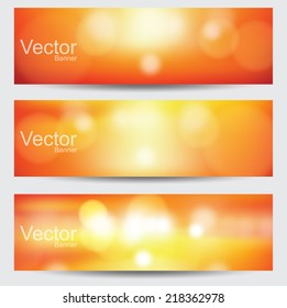 Set of Abstract vector banners with  blurred background and bokeh lights