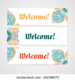 Set of abstract vector banners in bright colors