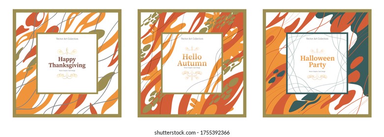 Set of abstract, vector banners, cards, posters for autumn holidays.
