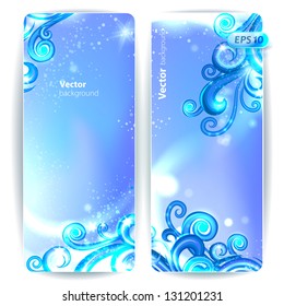 Set of abstract vector banners with decorative swirls.