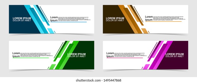 Set of abstract vector banners design. Collection of web banner template. modern template design for web, ads, flyer, poster with 4 different colors isolated on grey background