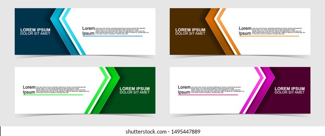 Set of abstract vector banners design. Collection of web banner template. modern template design for web, ads, flyer, poster with 4 different colors isolated on grey background