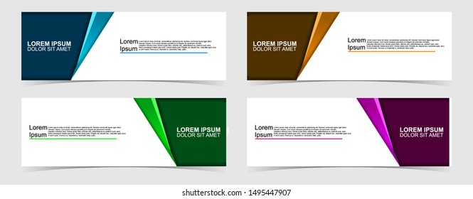 Set of abstract vector banners design. Collection of web banner template. modern template design for web, ads, flyer, poster with 4 different colors isolated on grey background