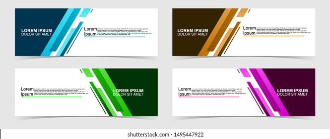 Set of abstract vector banners design. Collection of web banner template. modern template design for web, ads, flyer, poster with 4 different colors isolated on grey background