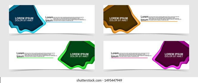Set of abstract vector banners design. Collection of web banner template. modern template design for web, ads, flyer, poster with 4 different colors isolated on grey background