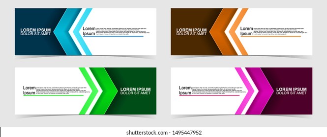 Set of abstract vector banners design. Collection of web banner template. modern template design for web, ads, flyer, poster with 4 different colors isolated on grey background