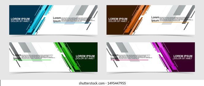 Set abstract vector banners design  Collection web banner template  modern template design for web  ads  flyer  poster and 4 different colors isolated grey background