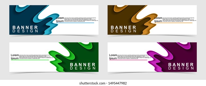 Set of abstract vector banners design. Collection of web banner template. modern template design for web, ads, flyer, poster with 4 different colors isolated on grey background