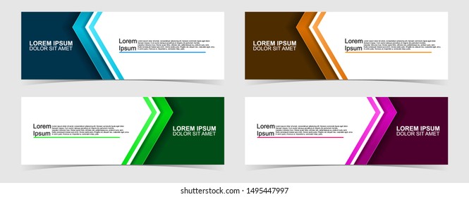 Set of abstract vector banners design. Collection of web banner template. modern template design for web, ads, flyer, poster with 4 different colors isolated on grey background