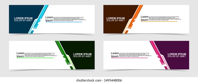 Set of abstract vector banners design. Collection of web banner template. modern template design for web, ads, flyer, poster with 4 different colors isolated on grey background