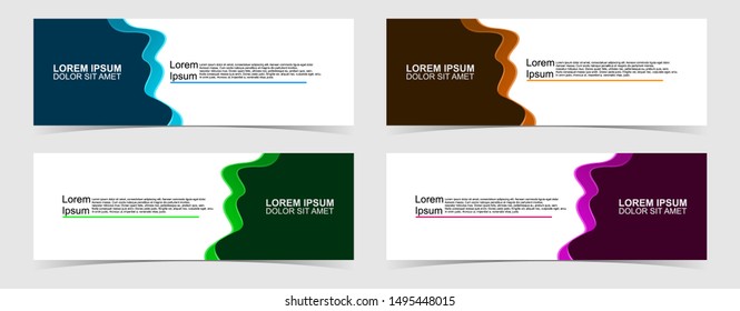 Set of abstract vector banners design. Collection of web banner template. modern template design for web, ads, flyer, poster with 4 different colors isolated on grey background