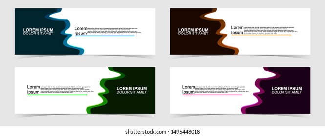 Set of abstract vector banners design. Collection of web banner template. modern template design for web, ads, flyer, poster with 4 different colors isolated on grey background