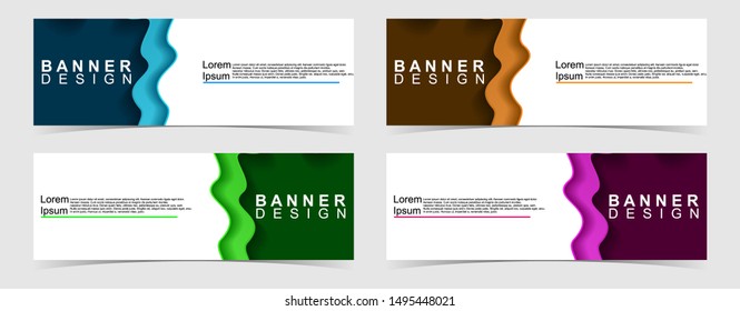 Set of abstract vector banners design. Collection of web banner template. modern template design for web, ads, flyer, poster with 4 different colors isolated on grey background