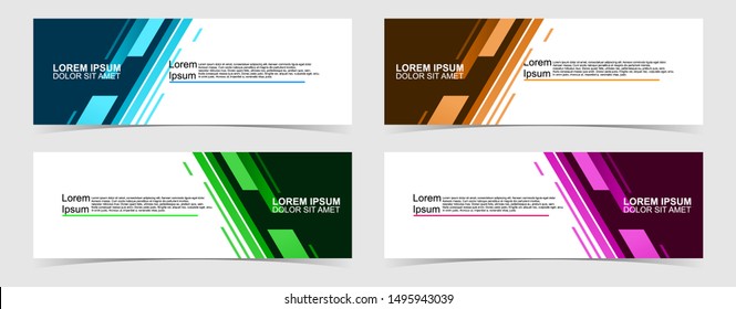 Set of abstract vector banners design. Collection of web banner template. modern template design for web, ads, flyer, poster with 4 different colors isolated on grey background