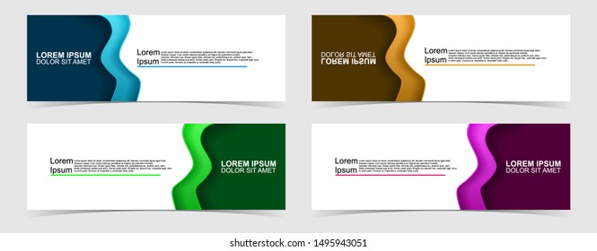 Set of abstract vector banners design. Collection of web banner template. modern template design for web, ads, flyer, poster with 4 different colors isolated on grey background