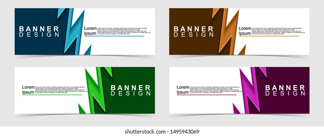 Set of abstract vector banners design. Collection of web banner template. modern template design for web, ads, flyer, poster with 4 different colors isolated on grey background