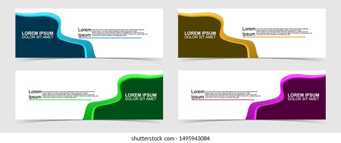 Set of abstract vector banners design. Collection of web banner template. modern template design for web, ads, flyer, poster with 4 different colors isolated on grey background