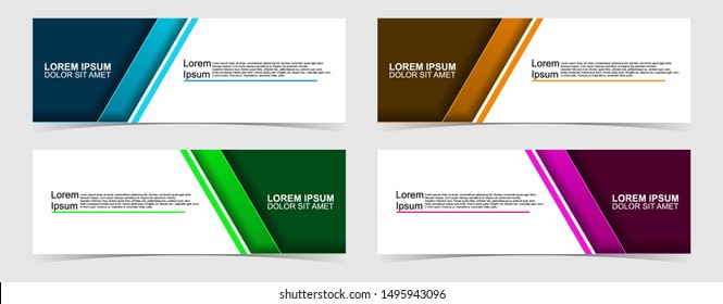 Set of abstract vector banners design. Collection of web banner template. modern template design for web, ads, flyer, poster with 4 different colors isolated on grey background