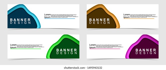 Set of abstract vector banners design. Collection of web banner template. modern template design for web, ads, flyer, poster with 4 different colors isolated on grey background