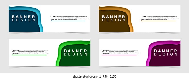 Set of abstract vector banners design. Collection of web banner template. modern template design for web, ads, flyer, poster with 4 different colors isolated on grey background